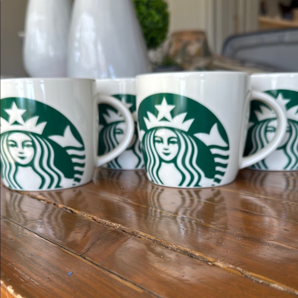 Starbucks Classic Green and White Ceramic Mugs